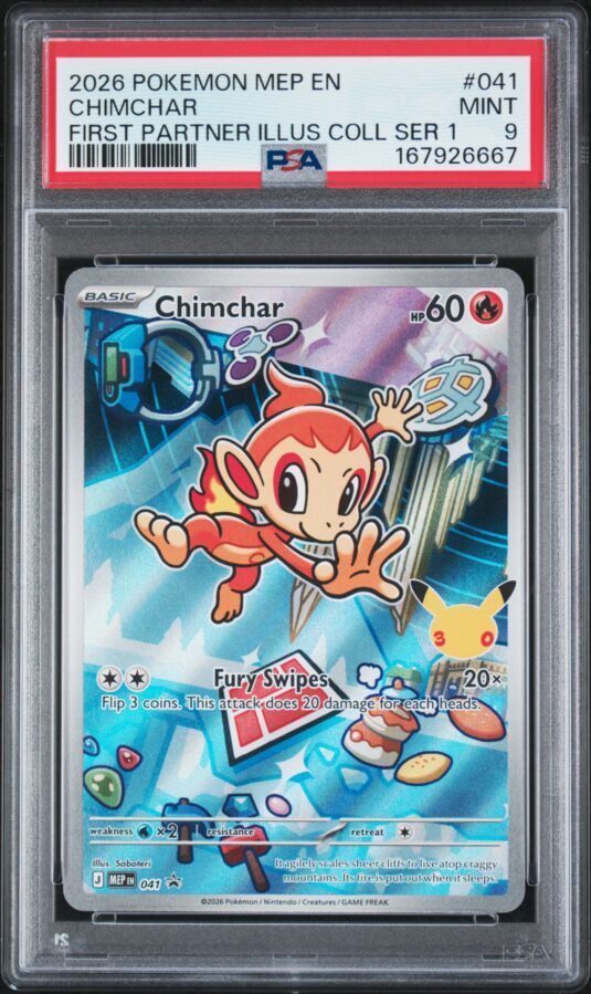 2026 Pokemon Mep En Me Black Star Promo Tcg Cards #041 Chimchar First Partner Illus Coll Ser 1 Psa Mint 9