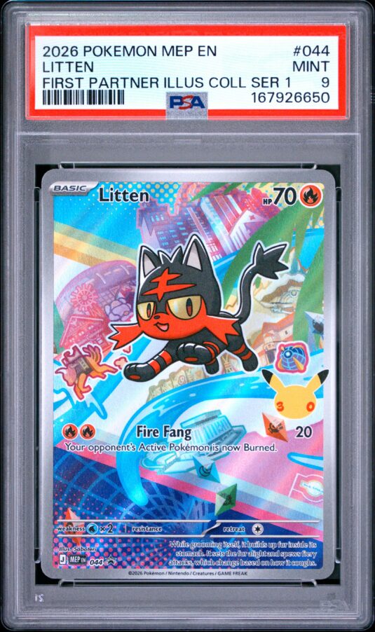 2026 Pokemon Mep En Me Black Star Promo Tcg Cards #044 Litten First Partner Illus Coll Ser 1 Psa Mint 9