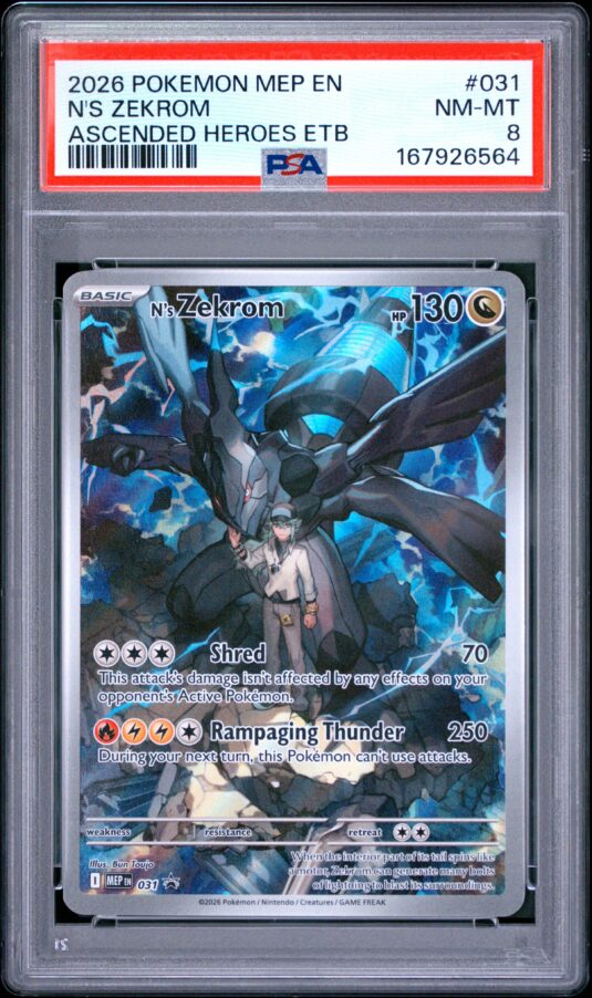 2026 Pokemon Mep En Me Black Star Promo Tcg Cards #031 N’s Zekrom Ascended Heroes Etb Psa Nm Mt 8