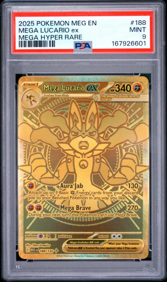 2025 Pokemon Meg En Mega Evolution Tcg Cards #188 Mega Lucario Ex Mega Hyper Rare Psa Mint 9