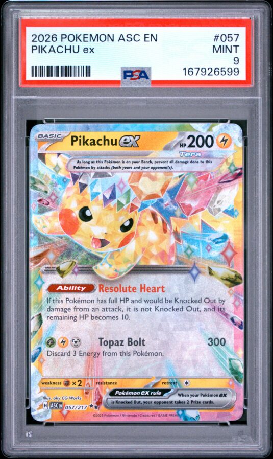2026 Pokemon Asc En Ascended Heroes Tcg Cards #057 Pikachu Ex Psa Mint 9