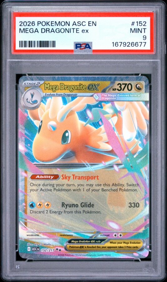 2026 Pokemon Asc En Ascended Heroes Tcg Cards #152 Mega Dragonite Ex Psa Mint 9