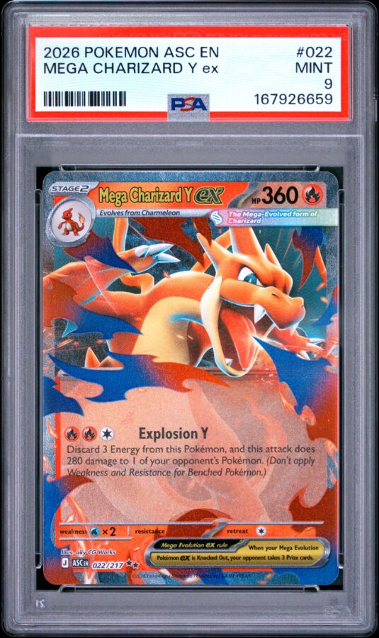 2026 Pokemon Asc En Ascended Heroes Tcg Cards #022 Mega Charizard Y Ex Psa Mint 9