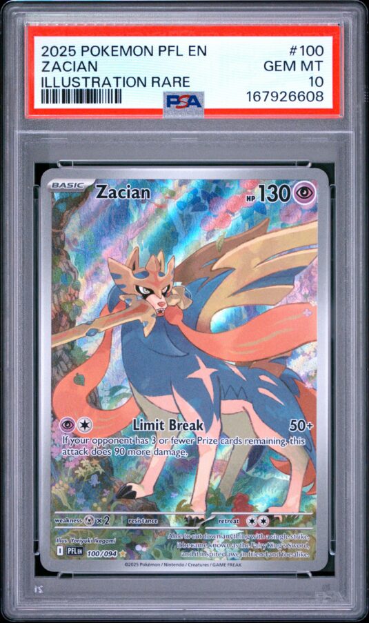 2025 Pokemon Pfl En Phantasmal Flames Tcg Cards #100 Zacian Illustration Rare Psa Gem Mt 10