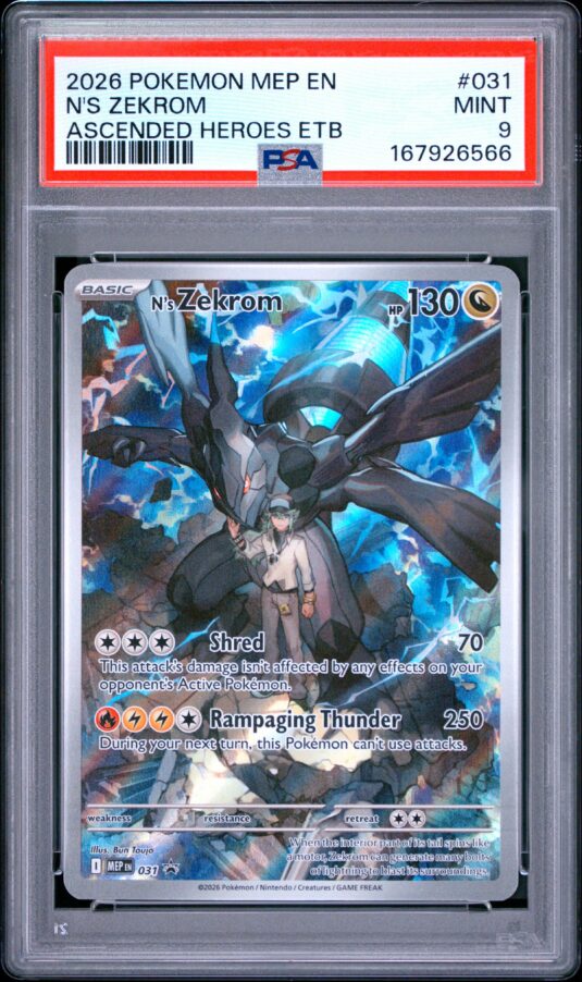2026 Pokemon Mep En Me Black Star Promo Tcg Cards #031 N’s Zekrom Ascended Heroes Etb Psa Mint 9