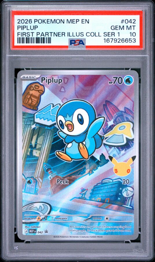 2026 Pokemon Mep En Me Black Star Promo Tcg Cards #042 Piplup First Partner Illus Coll Ser 1 Psa Gem Mt 10
