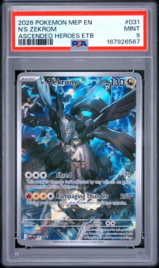 2026 Pokemon Mep En Me Black Star Promo Tcg Cards #031 N’s Zekrom Ascended Heroes Etb Psa Mint 9