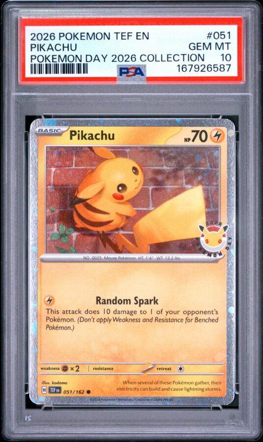 2026 Pokemon Tef En Temporal Forces Tcg Cards #051 Pikachu Pokemon Day 2026 Collection Psa Gem Mt 10