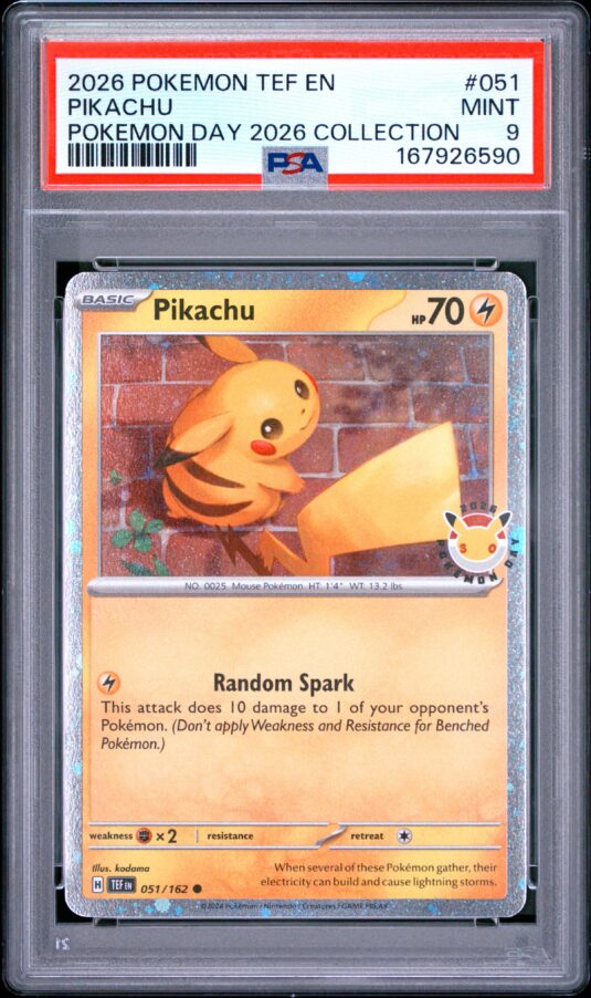 2026 Pokemon Tef En Temporal Forces Tcg Cards #051 Pikachu Pokemon Day 2026 Collection Psa Mint 9