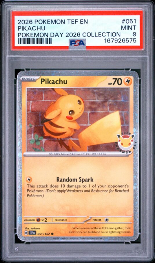 2026 Pokemon Tef En Temporal Forces Tcg Cards #051 Pikachu Pokemon Day 2026 Collection Psa Mint 9