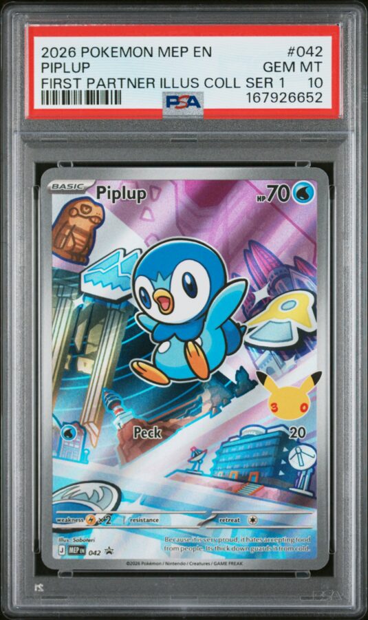 2026 Pokemon Mep En Me Black Star Promo Tcg Cards #042 Piplup First Partner Illus Coll Ser 1 Psa Gem Mt 10