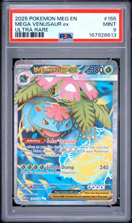 2025 Pokemon Meg En Mega Evolution Tcg Cards #155 Mega Venusaur Ex Ultra Rare Psa Mint 9