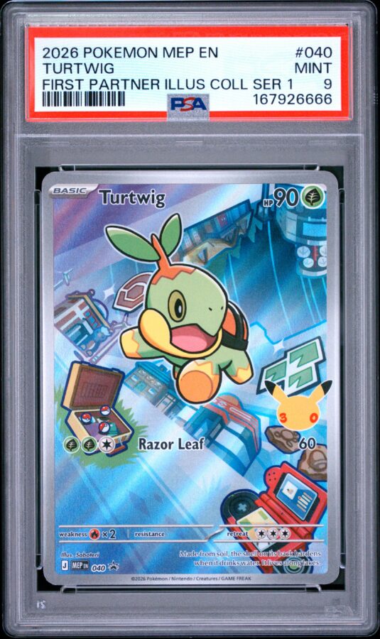 2026 Pokemon Mep En Me Black Star Promo Tcg Cards #040 Turtwig First Partner Illus Coll Ser 1 Psa Mint 9