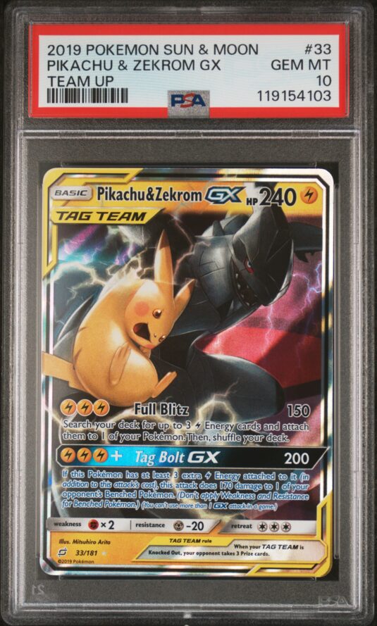 2019 POKEMON SUN & MOON TEAM UP 33 PIKACHU & ZEKROM GX