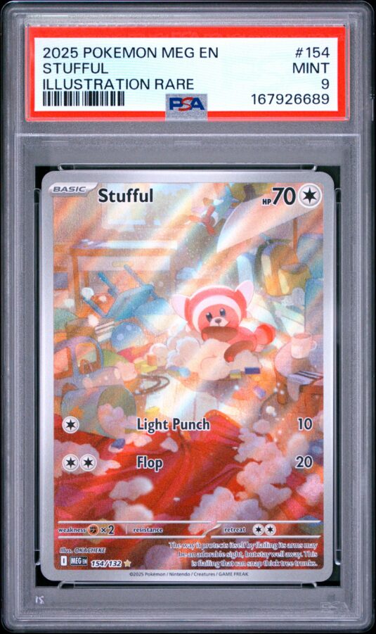 2025 Pokemon Meg En Mega Evolution Tcg Cards #154 Stufful Illustration Rare Psa Mint 9