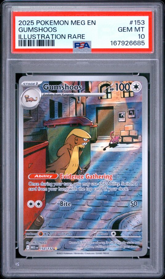 2025 Pokemon Meg En Mega Evolution Tcg Cards #153 Gumshoos Illustration Rare Psa Gem Mt 10