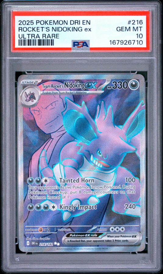 2025 Pokemon Dri En Destined Rivals Tcg Cards #216 Rocket’s Nidoking Ex Ultra Rare Psa Gem Mt 10