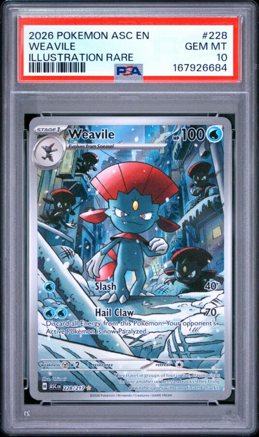 2026 Pokemon Asc En Ascended Heroes Tcg Cards #228 Weavile Illustration Rare Psa Gem Mt 10