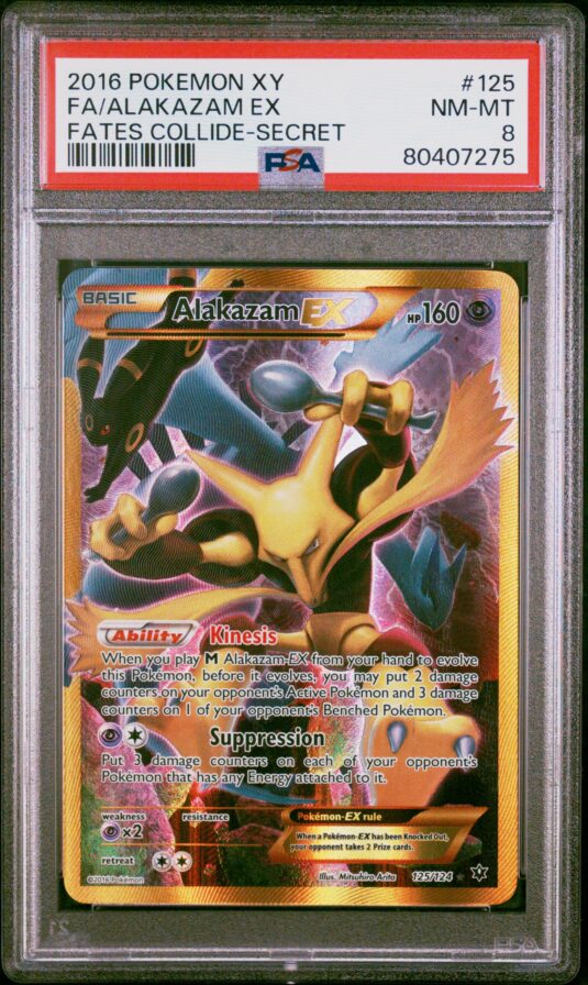 2016 POKEMON XY FATES COLLIDE 125 FULL ART/ALAKAZAM EX SECRET