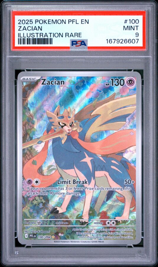 2025 Pokemon Pfl En Phantasmal Flames Tcg Cards #100 Zacian Illustration Rare Psa Mint 9