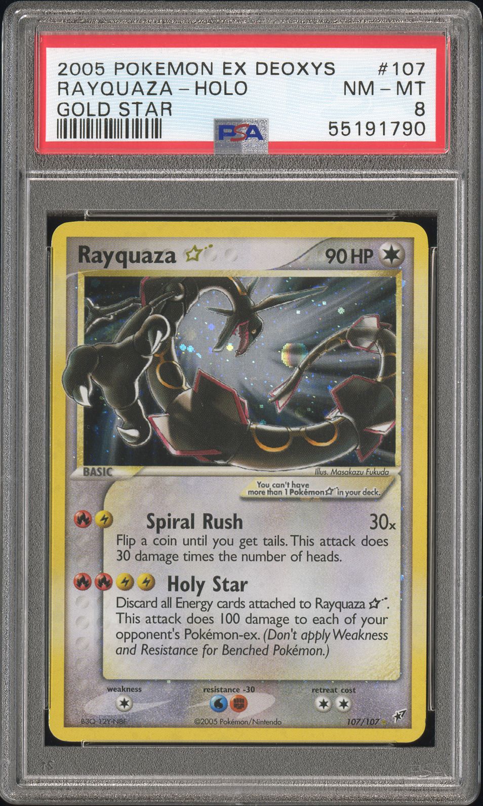 2005 POKEMON EX DEOXYS 107 RAYQUAZA-HOLO GOLD STAR