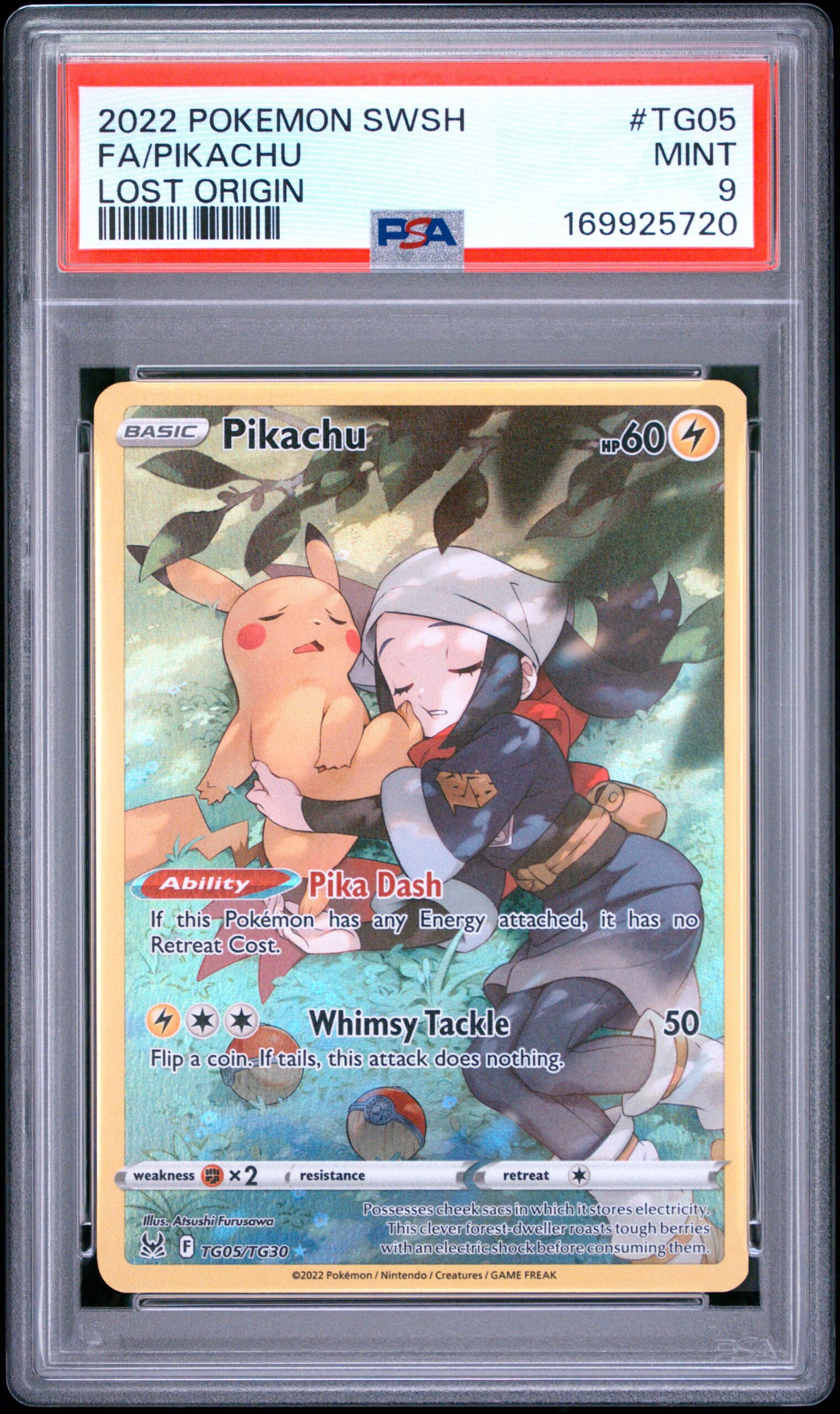 2022 POKEMON SWORD & SHIELD LOST ORIGIN #TG05 FA/PIKACHU LOST ORIGIN PSA MINT 9